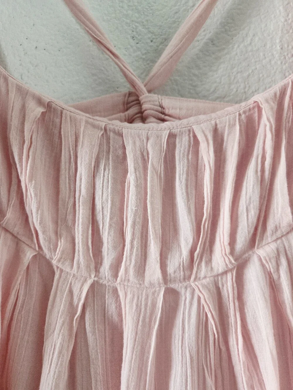 Free People Marina Pink Mini Dress Ties In Back Babydoll Coquette  Medium